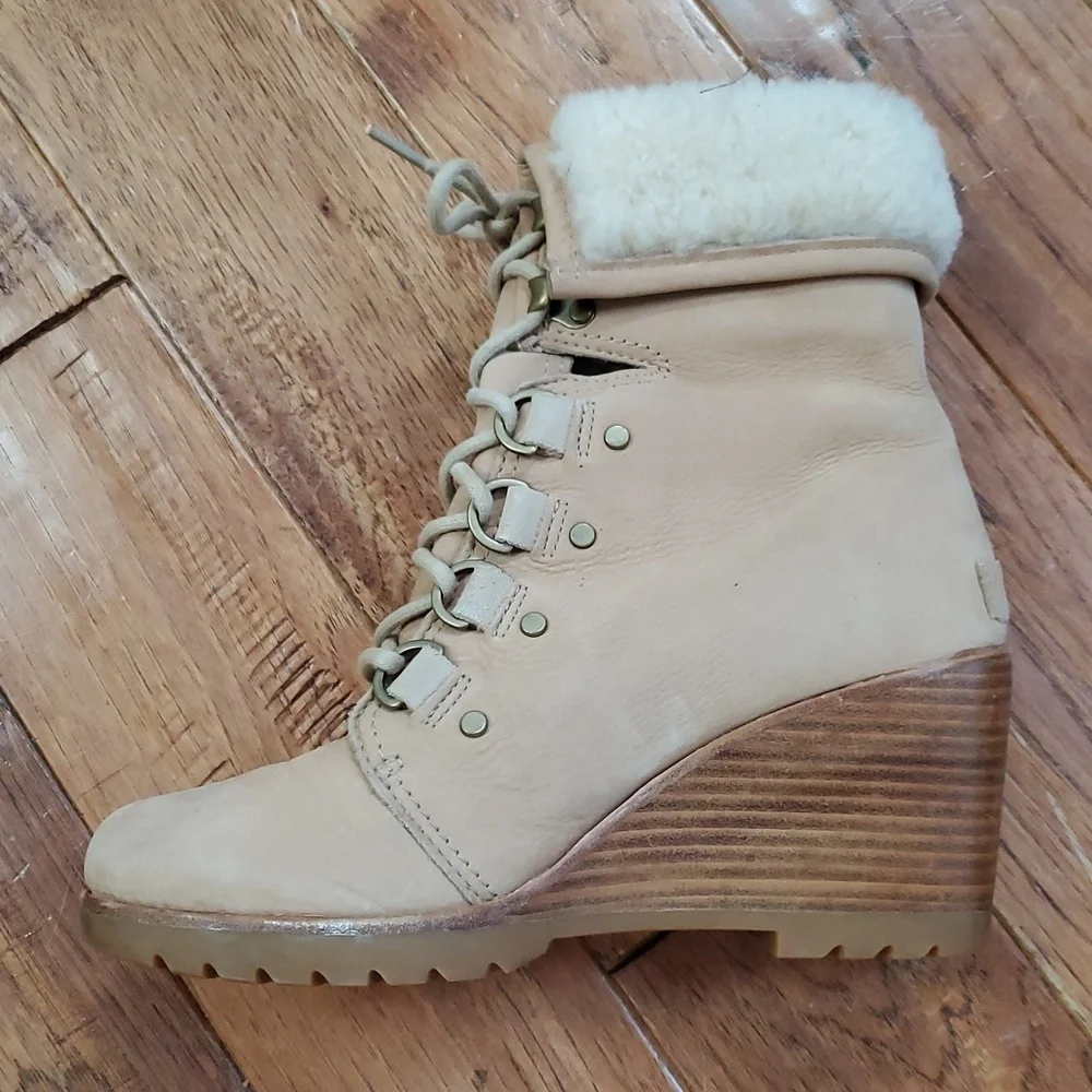 Sorel After Hours Shearling Wedge Boots